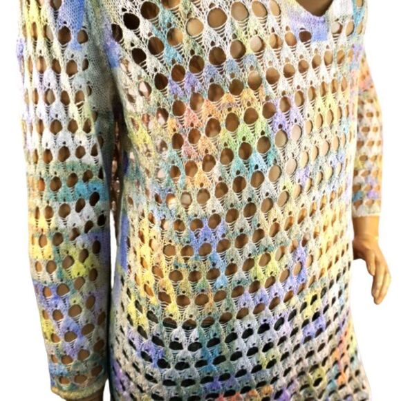 Open Stitch Multicolor Crochet Tunic Boho - Picture 2 of 7